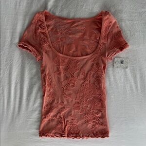 Free People Coral Lace Bodysuit